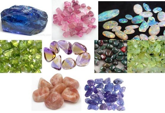 Sapphire, Pink Tourmaline, Opal, Peridot, Ametrine, Bloodstone, Prehnite, Sunstone, Tanzanite